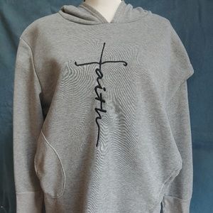 NWOT "faith" crossover hoodie with pockets